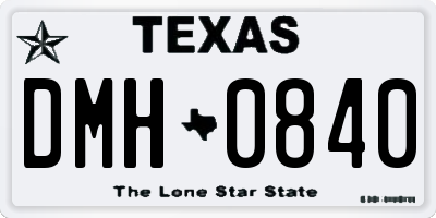 TX license plate DMH0840