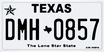 TX license plate DMH0857
