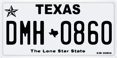 TX license plate DMH0860