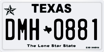 TX license plate DMH0881