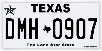 TX license plate DMH0907