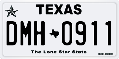 TX license plate DMH0911