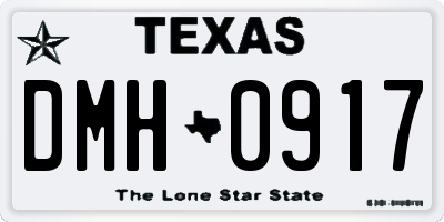 TX license plate DMH0917