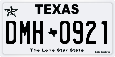 TX license plate DMH0921