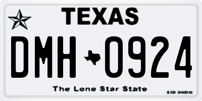 TX license plate DMH0924