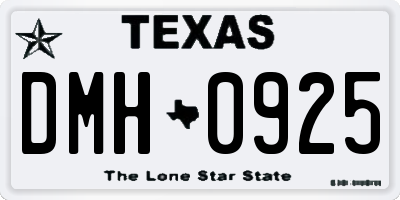 TX license plate DMH0925