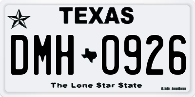 TX license plate DMH0926