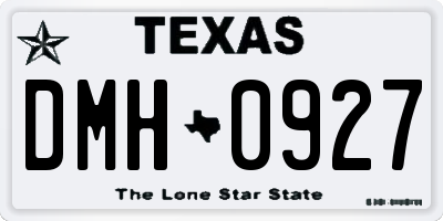 TX license plate DMH0927