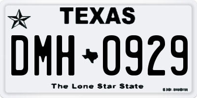 TX license plate DMH0929