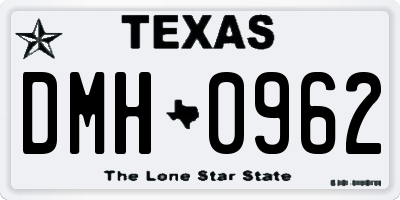 TX license plate DMH0962