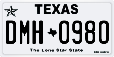 TX license plate DMH0980