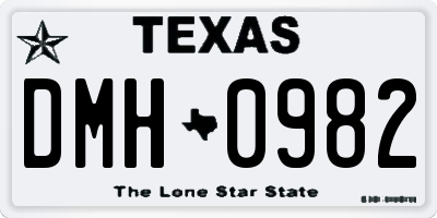 TX license plate DMH0982