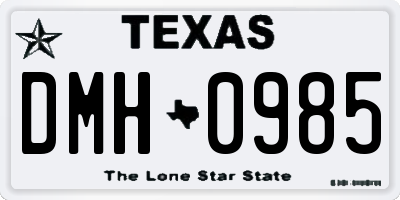 TX license plate DMH0985