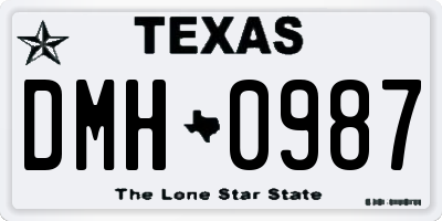 TX license plate DMH0987
