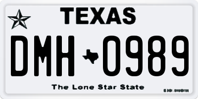 TX license plate DMH0989