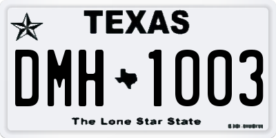 TX license plate DMH1003