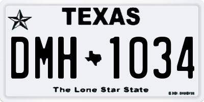 TX license plate DMH1034