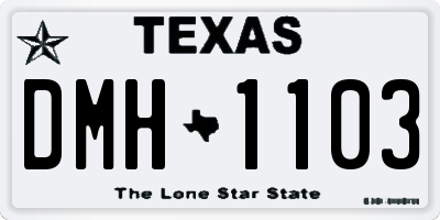 TX license plate DMH1103