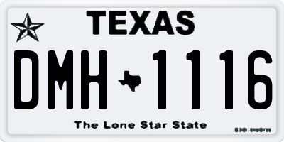 TX license plate DMH1116
