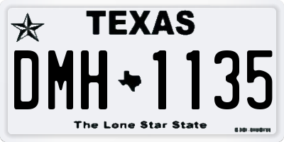 TX license plate DMH1135