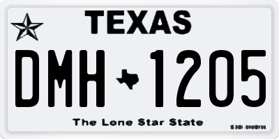 TX license plate DMH1205