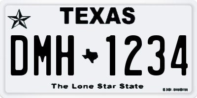 TX license plate DMH1234