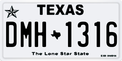 TX license plate DMH1316