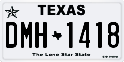 TX license plate DMH1418