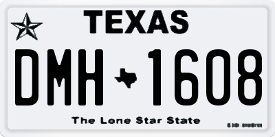TX license plate DMH1608
