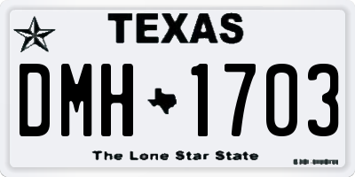 TX license plate DMH1703