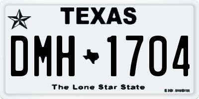 TX license plate DMH1704
