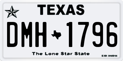 TX license plate DMH1796