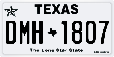 TX license plate DMH1807
