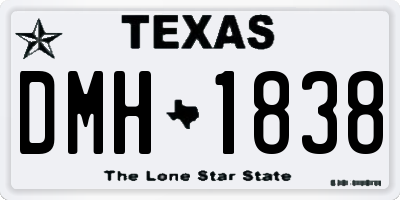 TX license plate DMH1838