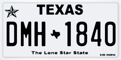 TX license plate DMH1840