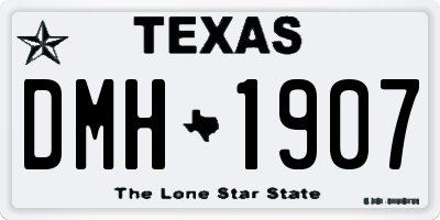 TX license plate DMH1907