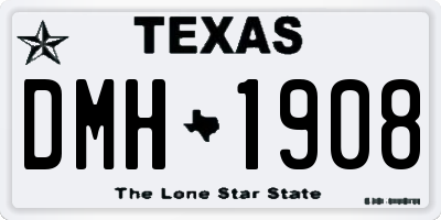 TX license plate DMH1908