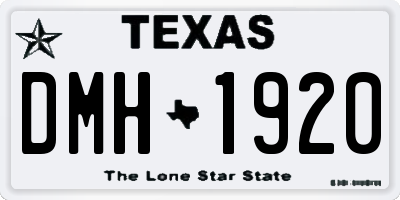 TX license plate DMH1920