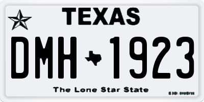 TX license plate DMH1923