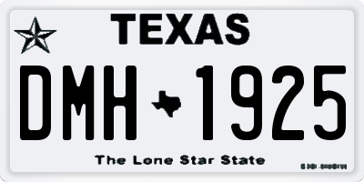 TX license plate DMH1925