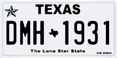 TX license plate DMH1931