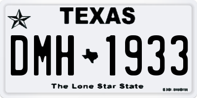 TX license plate DMH1933