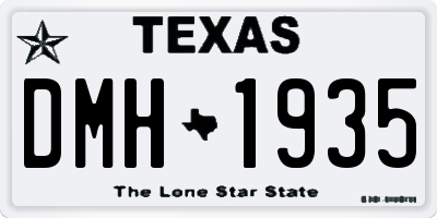 TX license plate DMH1935