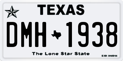 TX license plate DMH1938