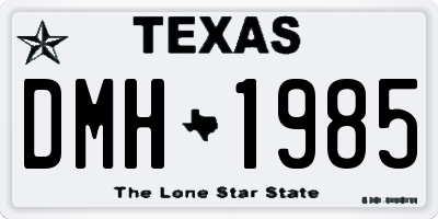 TX license plate DMH1985