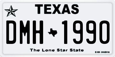TX license plate DMH1990