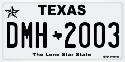 TX license plate DMH2003