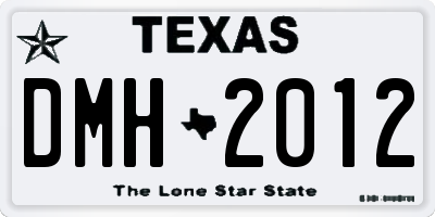 TX license plate DMH2012