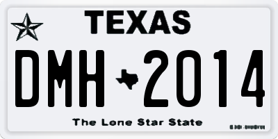 TX license plate DMH2014