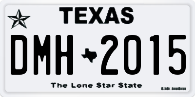 TX license plate DMH2015